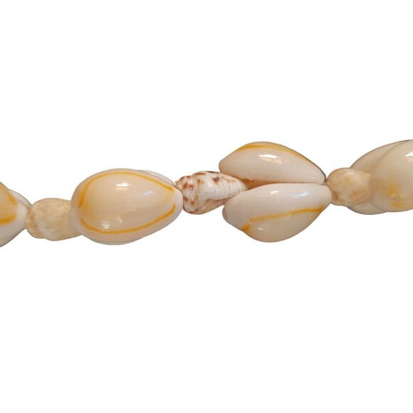 Cowrie & Cone Shell Beaded Necklace 16" Nylon Cord Handmade Handcrafted Vintage - Picture 2 of 5